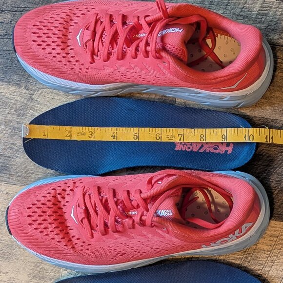 Hoka Clifton 7 Running Shoes Hot Coral Red Orange - Picture 8 of 8